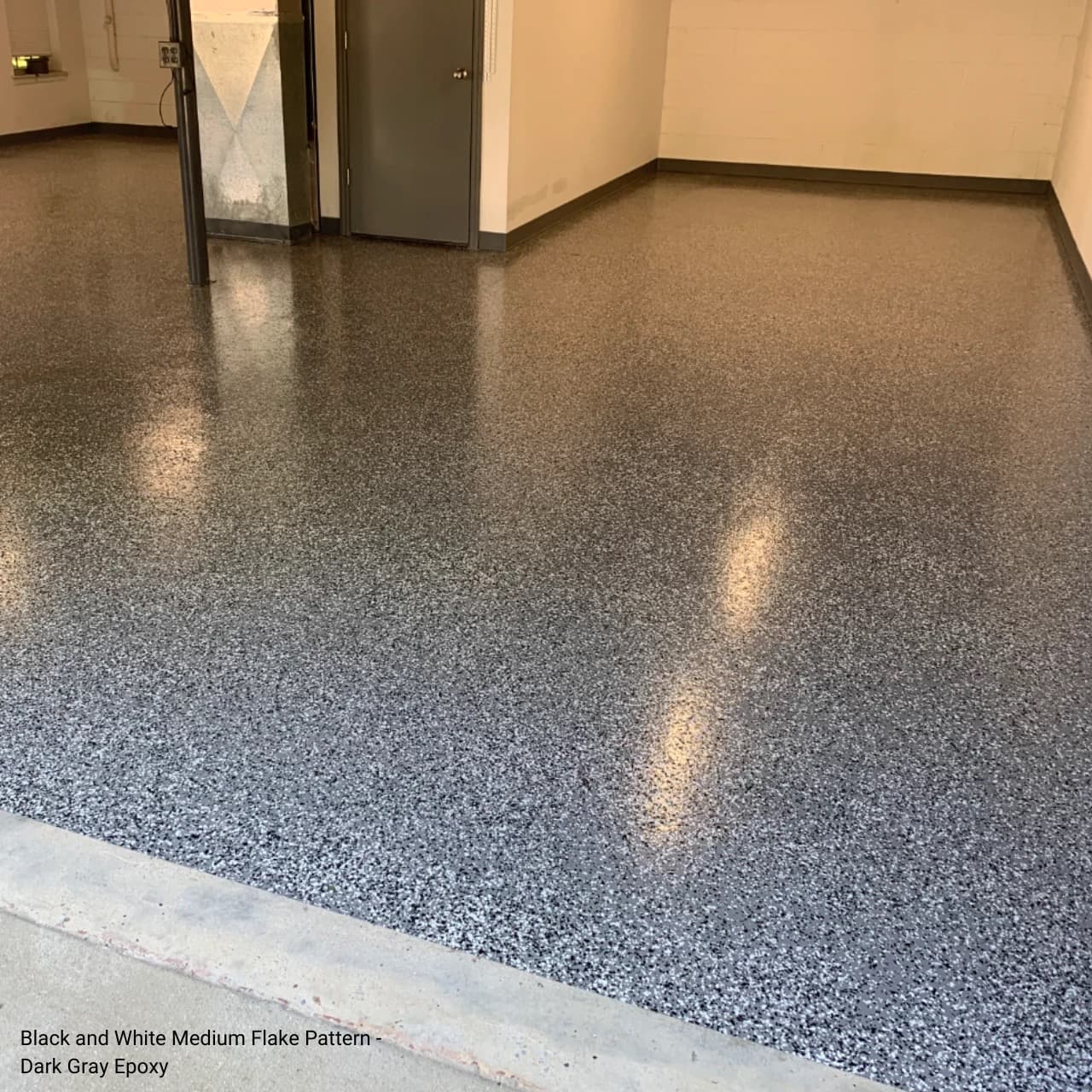 Black and white flake epoxy finish