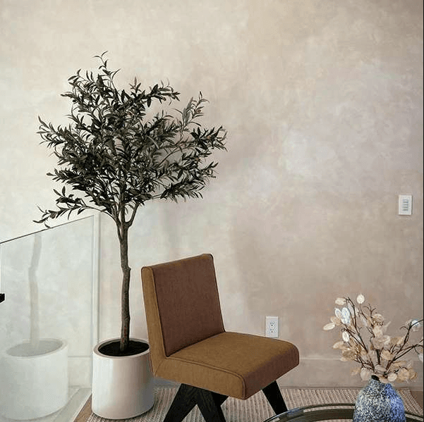Matte lime wash wall with soft tonal movement