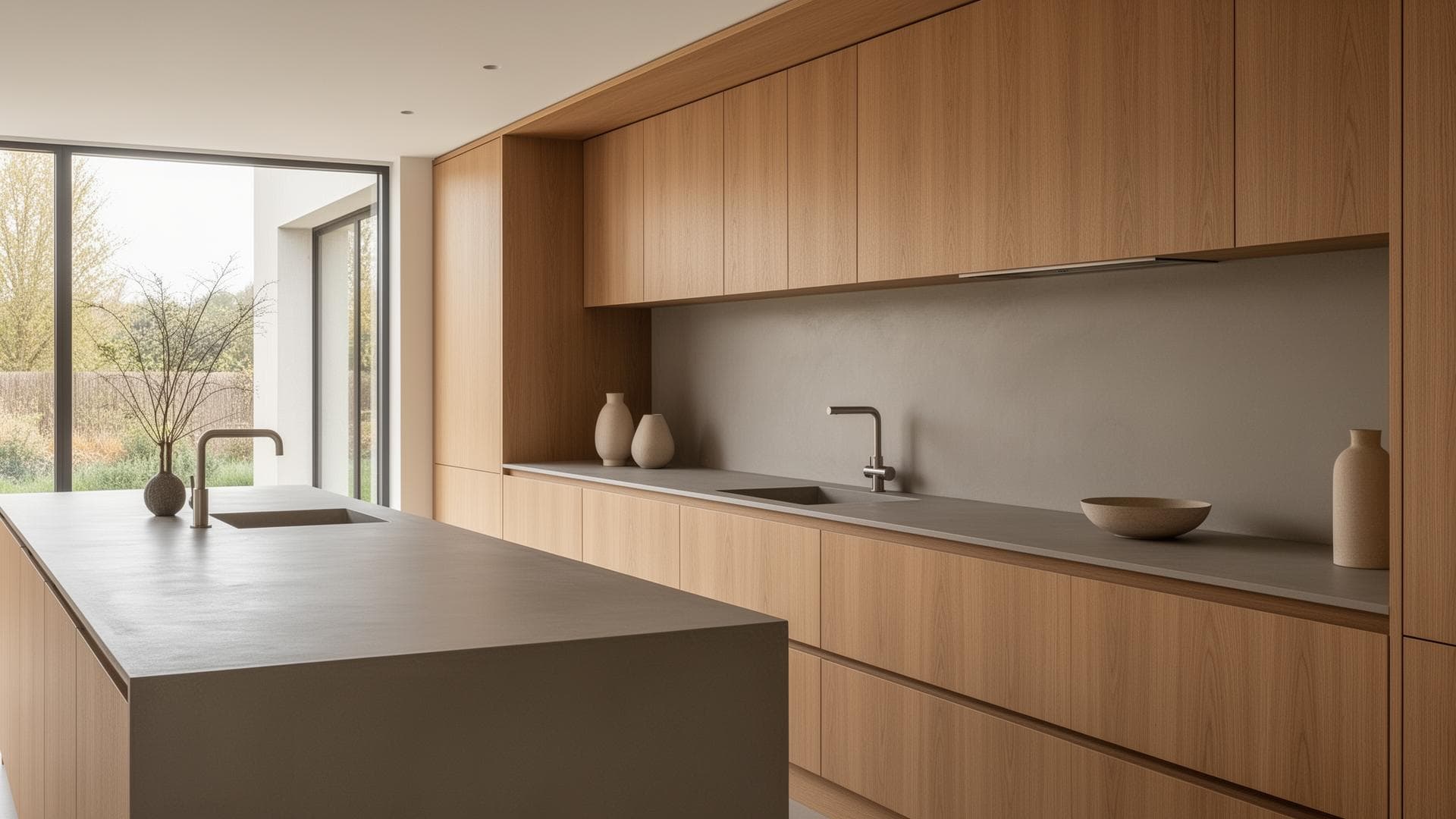 Refined architectural surface finish in a modern kitchen